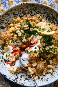 One-Pot Indian-Spiced Rice with Cauliflower and Tofu