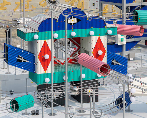 playful rolling ball installation by drawing architecture studio transforms chengdu plaza