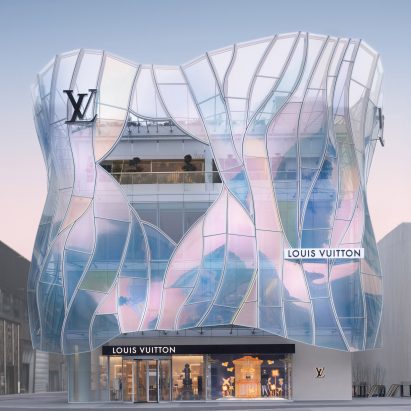 Jun Aoki references translucent dress for colour-shifting Louis Vuitton flagship